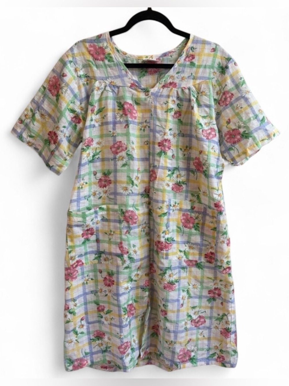 Vintage Diva Women's Floral Pearl Snap Button House Coat Prairie Nightgown Mumu
